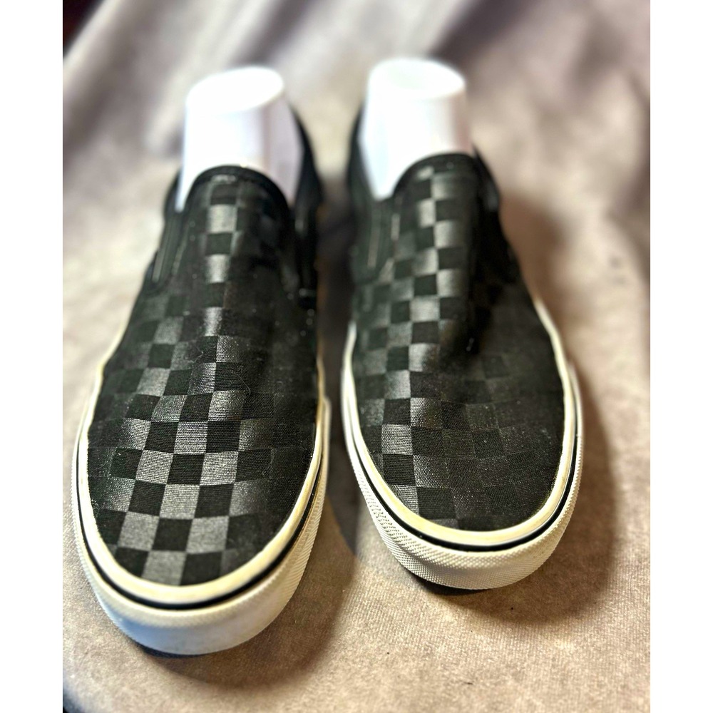 VANS Classic Checkerboard Men's Black/White Canvas Slip-On Comfort Rubber
